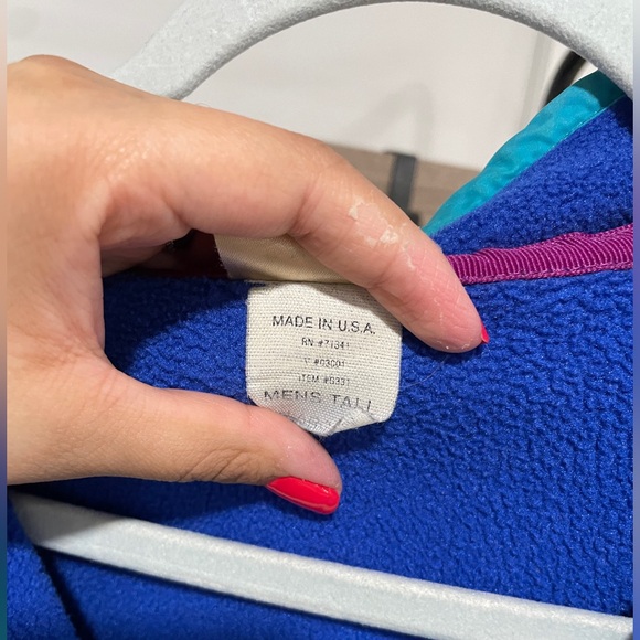 L.L.Bean Vintage Blue Fleece Pullover Size M - Picture 3 of 5